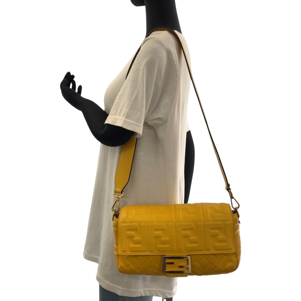 FENDI Zucca Mamma Bucket Yellow Leather Shoulder Bag Messenger 8BR600 (Yellow... - Picture 7 of 10